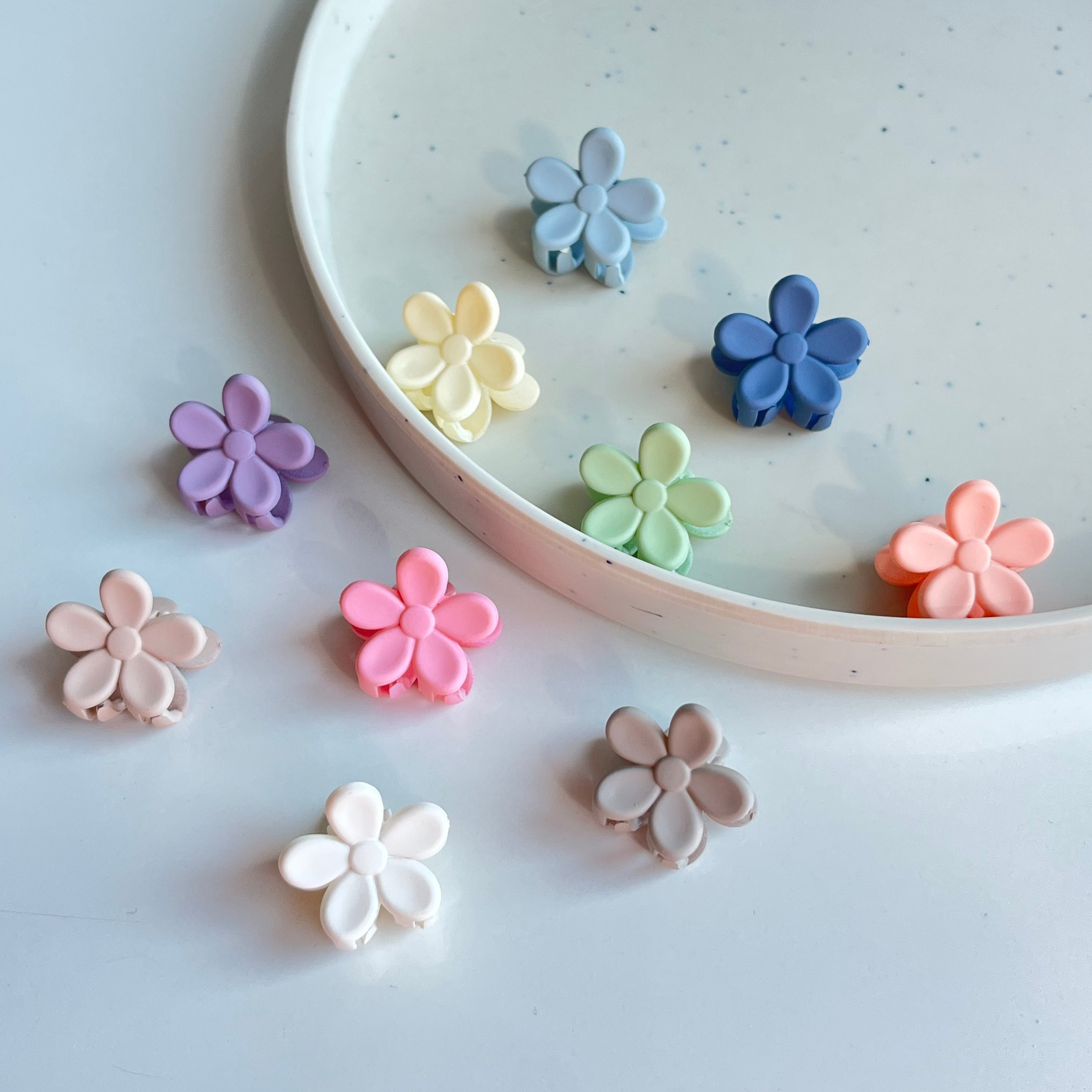 Kids Mini Flower Claw Set - Pack of 6, Soft Pastel Colors